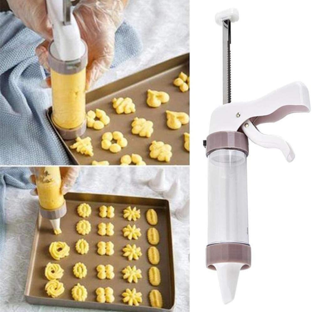 Cookie Press Gun Kit with 20PCS Nozzles Batter Press Dispenser Decorating Tool (ESG12107)