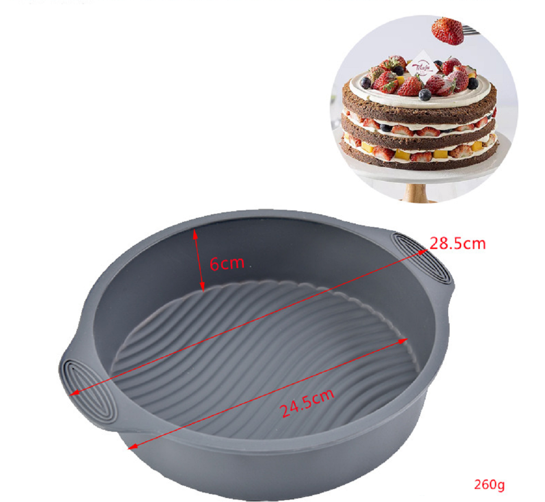 Non-Stick Round Baking Pan with Handle Sponge Cake Silicone Mold (ESG17874)