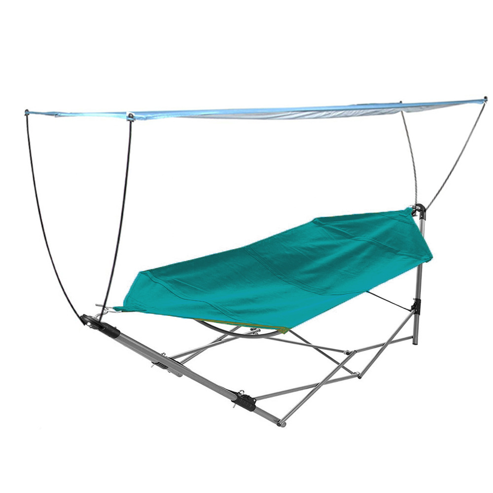  Portable Folding Hammock Lounge Camping Bed Steel Frame Stand (ESG19180)
