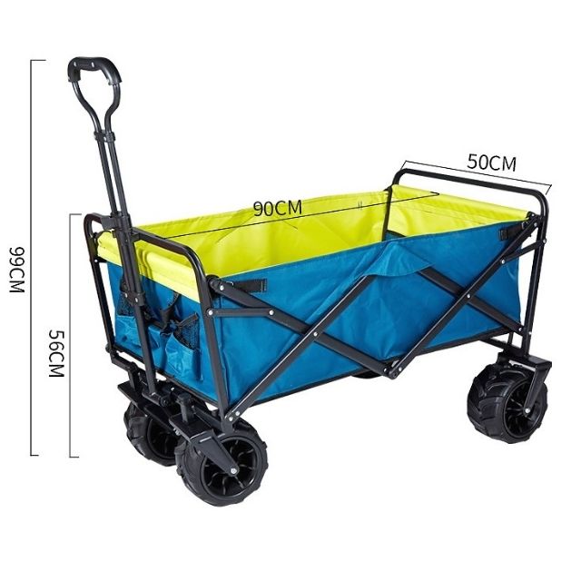 Collapsible Utility Wagon Adjustable Handle Outdoor Trolley (ESG19737)