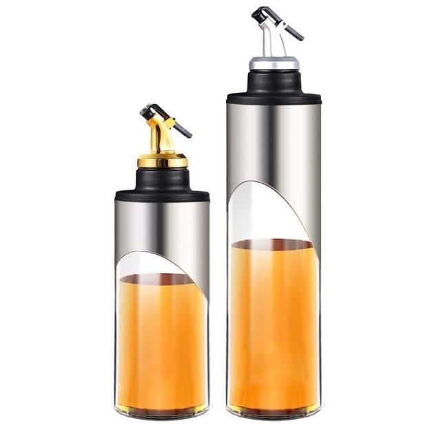 Glass Seasonings Dispenser with Stainless Steel Design and Pourer (ESG14504)