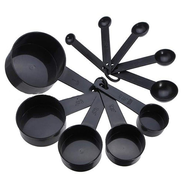 10PCS Black Plastic Measuring Spoons Cups Baking Measuring Tools Set (ESG11930)