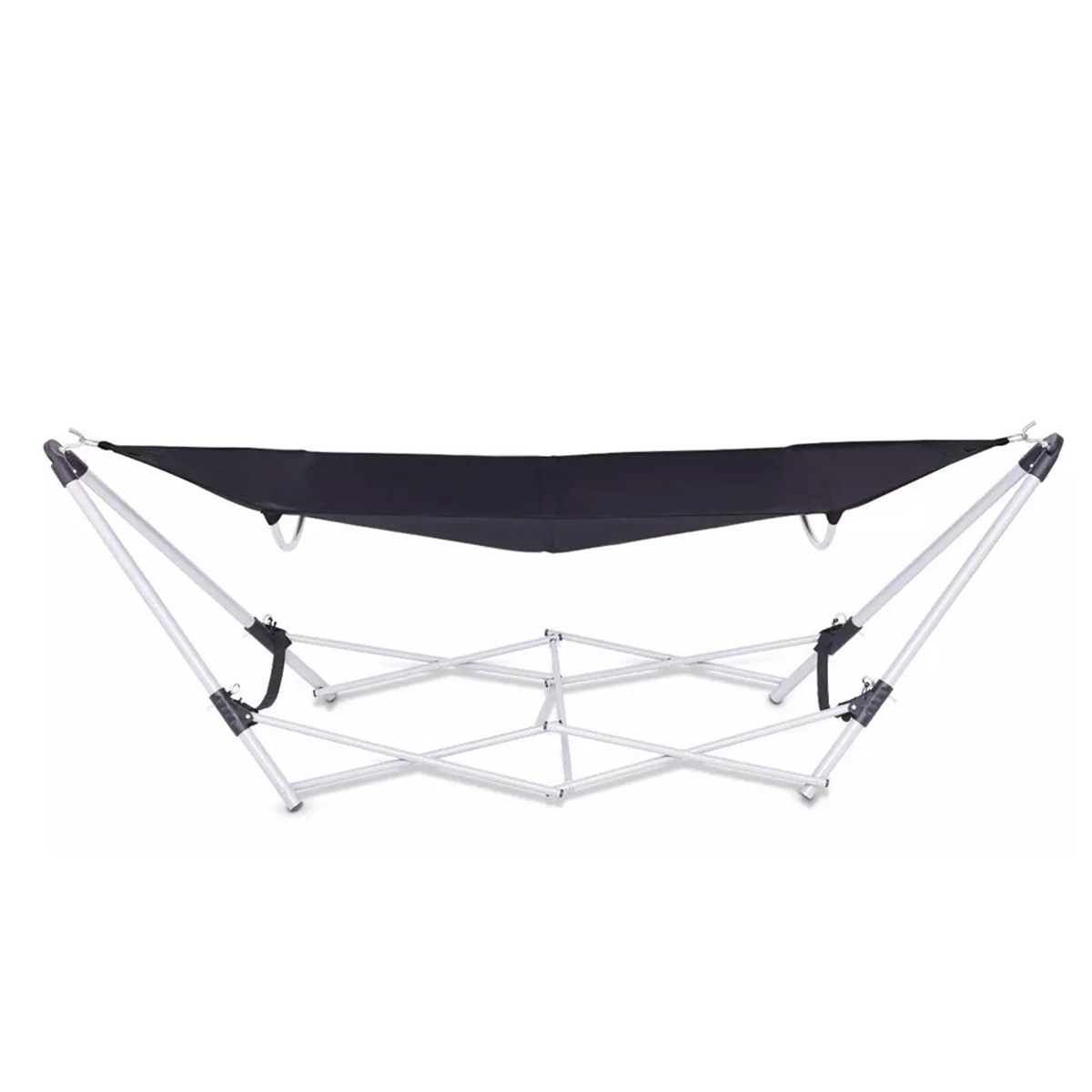  Portable Folding Hammock Lounge Camping Bed Steel Frame Stand (ESG19180)