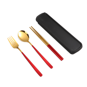 Stainless Steel Cutlery Set Portable chopsticks spoon fork with Travel Case (ESG21167)