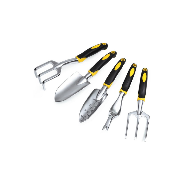 Heavy Duty 5-Piece Garden Tool Kit with Cast-Aluminum Heads Ergonomic Handles Garden Tool Set (ESG10149)