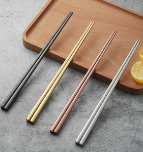 Stainless Steel Chopsticks Reusable Square Body Metal Chopstick (ESG21168)