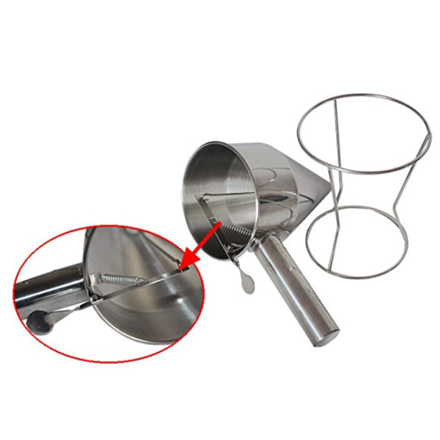 Stainless Steel Baking Funnel Dispenser Confectionery Funnel with Stand Bakery Use (ESG13870)